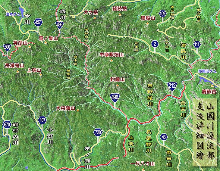 山国川の源流域地図
